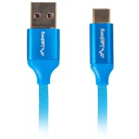 Kabel USB-C(M)->A(M) 2.0 0.5m Niebieski Premium 5A Lanberg