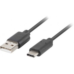 Kabel USB-C(M)->A(M) 2.0 0.5m Czarny QC 3.0 Lanberg