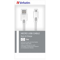 Kabel USB Micro-B(M)->A(M) 2.0 1m Srebrny Verbatim