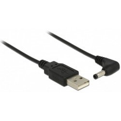 Kabel USB Zasilający->Dc 4.0 X 1.7 Mm (M) Kątowy 1.5m Czarny Delock