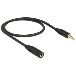 Przedłużacz Audio Minijack 3.5mm M/F 3 Pin 0.5m Czarny Delock