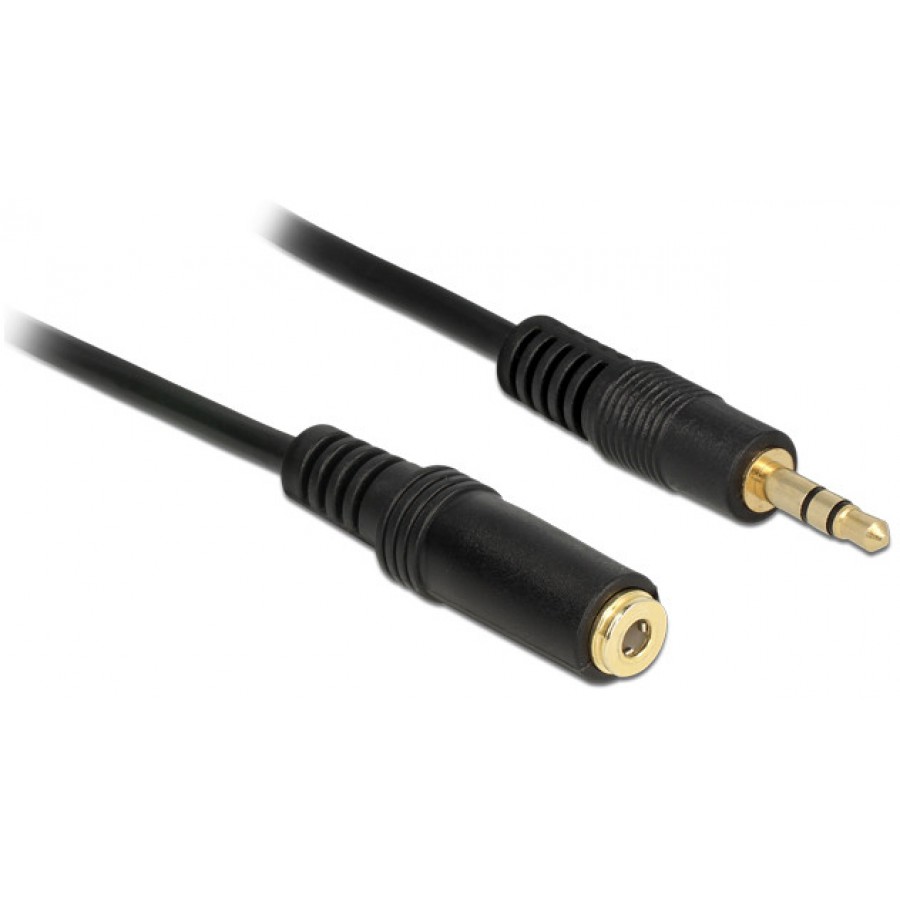 Przedłużacz Audio Minijack 3.5mm M/F 3 Pin 1m Czarny Delock