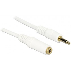 Przedłużacz Audio Minijack 3.5mm M/F 3 Pin 1m Biały Delock