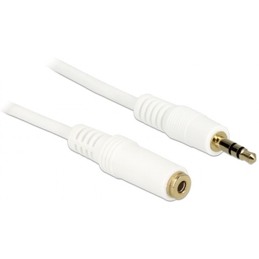 Przedłużacz Audio Minijack 3.5mm M/F 3 Pin 1m Biały Delock