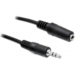 Przedłużacz Audio Minijack 3.5mm M/F 3 Pin 3m Czarny Delock