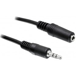 Przedłużacz Audio Minijack 3.5mm M/F 3 Pin 5m Czarny Delock