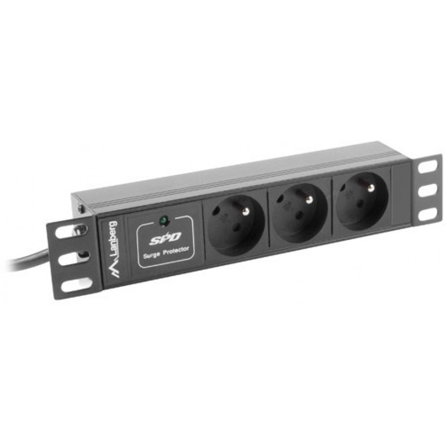 Listwa Zasilająca Rack PDU 10" Lanberg 1u 16A 3x 230V PL 2m Czarna