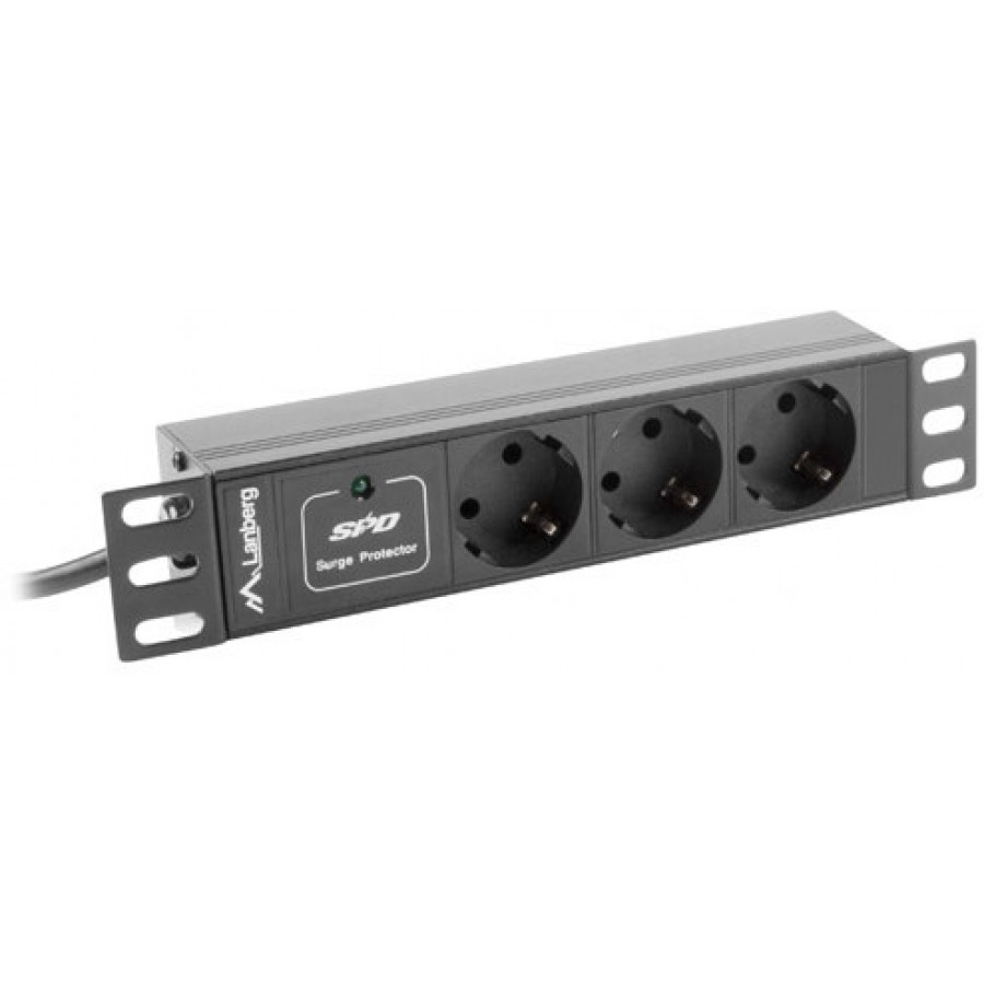 Listwa Zasilająca Rack PDU 10" Lanberg 1u 10A 3x Schuko 2m Czarna C14