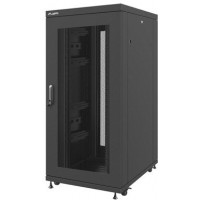 Szafa Instalacyjna Rack Stojąca 19" 27u 800x1000 Czarna Drzwi Perforowane Lanberg Flat Pack