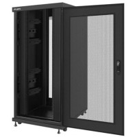 Szafa Instalacyjna Rack Stojąca 19" 27u 800x1000 Czarna Drzwi Perforowane Lanberg Flat Pack