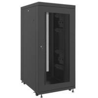 Szafa Instalacyjna Rack Stojąca 19" 27u 800x1000 Czarna Drzwi Perforowane Lanberg Flat Pack