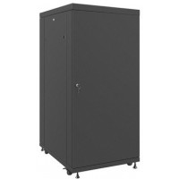 Szafa Instalacyjna Rack Stojąca 19" 27u 800x1000 Czarna Drzwi Szklane Lanberg Flat Pack