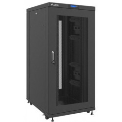 Szafa Instalacyjna Rack Stojąca 19" 27u 800x1000 Czarna Drzwi Perforowane Lcd Lanberg Flat Pack