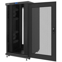 Szafa Instalacyjna Rack Stojąca 19" 27u 800x1000 Czarna Drzwi Perforowane Lcd Lanberg Flat Pack