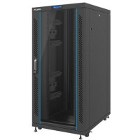 Szafa Instalacyjna Rack Stojąca 19" 27u 800x1000 Czarna Drzwi Szklane Lcd Lanberg Flat Pack