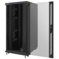 Szafa Instalacyjna Rack Stojąca 19" 27u 800x1000 Czarna Drzwi Szklane Lcd Lanberg Flat Pack