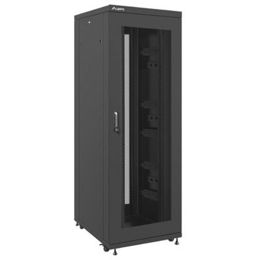 Szafa Instalacyjna Rack Stojąca 19" 37u 800x1000 Czarna Drzwi Perforowane Lanberg Flat Pack