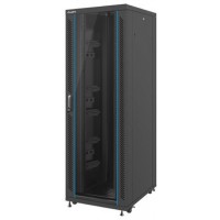 Szafa Instalacyjna Rack Stojąca 19" 37u 800x1000 Czarna Drzwi Szklane Lanberg Flat Pack