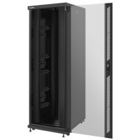 Szafa Instalacyjna Rack Stojąca 19" 37u 800x1000 Czarna Drzwi Szklane Lanberg Flat Pack