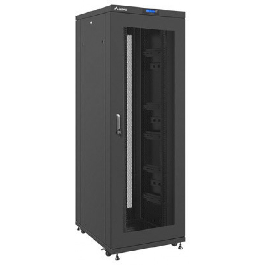 Szafa Instalacyjna Rack Stojąca 19" 37u 800x1000 Czarna Drzwi Perforowane Lcd Lanberg Flat Pack