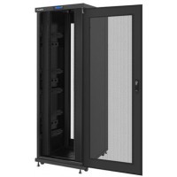 Szafa Instalacyjna Rack Stojąca 19" 37u 800x1000 Czarna Drzwi Perforowane Lcd Lanberg Flat Pack