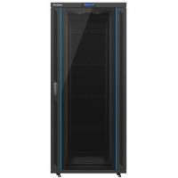 Szafa Instalacyjna Rack Stojąca 19" 37u 800x1000 Czarna Drzwi Szklane Lcd Lanberg Flat Pack