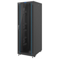 Szafa Instalacyjna Rack Stojąca 19" 37u 800x1000 Czarna Drzwi Szklane Lcd Lanberg Flat Pack