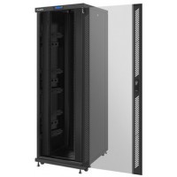 Szafa Instalacyjna Rack Stojąca 19" 37u 800x1000 Czarna Drzwi Szklane Lcd Lanberg Flat Pack