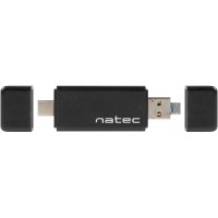 Czytnik Natec Earwig SD Micro SD USB 2.0, Micro USB, USB-C Czarny