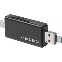 Czytnik Natec Earwig SD Micro SD USB 2.0, Micro USB, USB-C Czarny