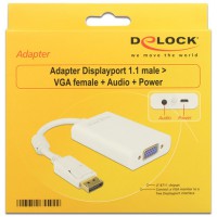 Adapter Displayport 1.1(M)->VGA(F) + Audio + Micro USB - Zasilanie(F) Delock