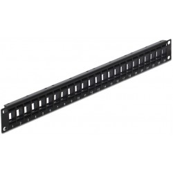 Patch Panel 24 Port 1u Do Modułów 19" Keystone Obrotowy Black Delock