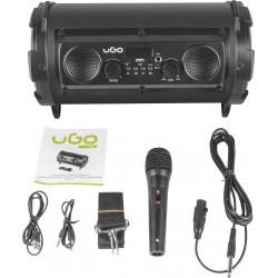 Głośnik Bluetooth Ugo Bazooka Karaoke 16W RMS Czarny Z Mikrofonem Boombox