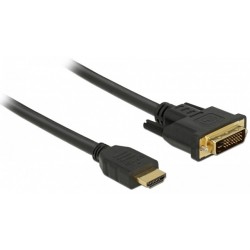 Kabel HDMI(M)->DVI-D(M)(24+1) 0.5m Czarny Dual Link Pozłacane Styki Delock