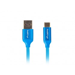 Kabel USB-C(M)->A(M) 2.0 1m Niebieski Premium Qc 3.0 Lanberg