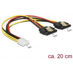 Kabel 2x Sata 15 Pin(F)->Floppy 4 Pin(F) 20cm + Metalowe Zatrzaski Delock