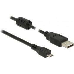 Kabel USB Micro-B(M)->A(M) 2.0 1.5m Czarny Ferryt Delock