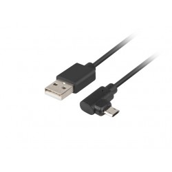 Kabel USB Micro-B(M)->A(M) 2.0 1.8m Kątowy Lewo/Prawo Micro Easy-USB Czarny Lanberg