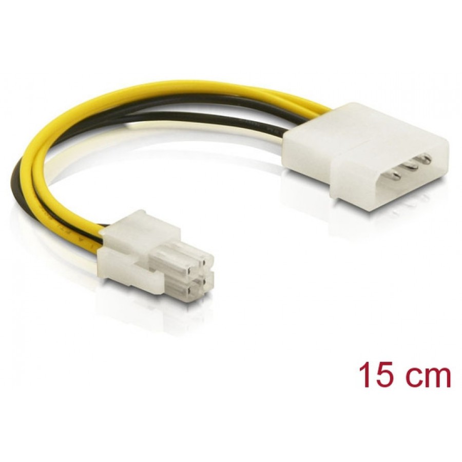 Kabel Zasilający Wewnętrzny CPU P4 4pin(M)->Molex 4pin(M) 15cm Delock