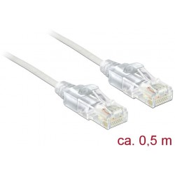 Patchcord Kat.6 UTP 0.5m Miedź Slim Biały Delock