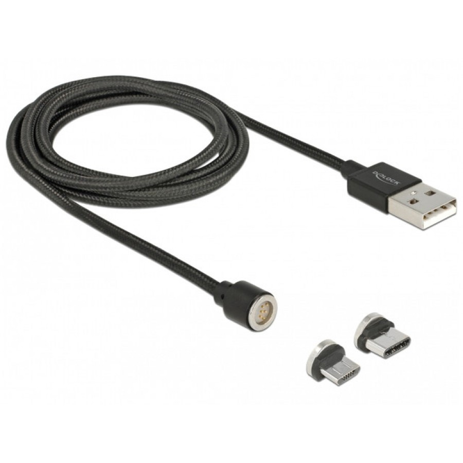 Kabel USB Micro+USB Type-C Magnetyczny Combo 2.0 1.1m Delock Black Tylko Ładowanie