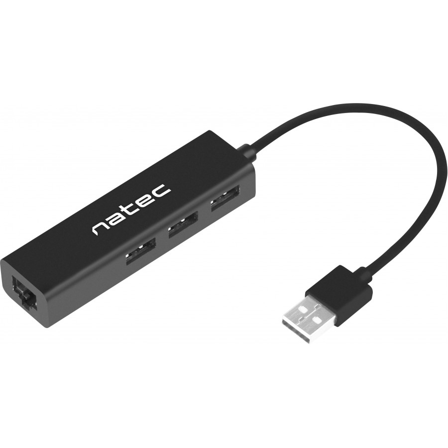 Hub USB 2.0 Natec Dragonfly 3-Porty + RJ45