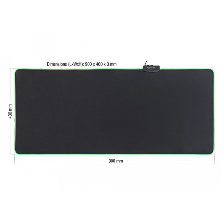 Podkładka Pod Mysz Delock RGB Podświetlana Czarna 900x400mm