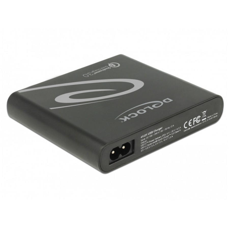 Ładowarka Sieciowa Delock 3x USB Quick Charge 3.0 + 1xUSB-C Power Delivery 240V 85W Czarna Delock