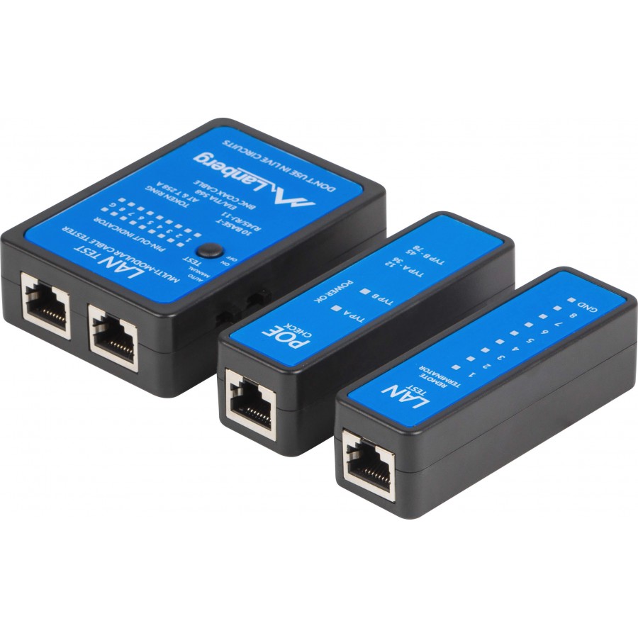 Tester Kabli Lan POE RJ-45, RJ-11, Coaxial, Lanberg NT-0404