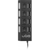 Hub USB 2.0 UGO Maipo HU110 4-Porty Aktywny Z Włącznikiem Czarny