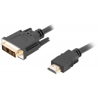 Kabel HDMI(M)->DVI-D(M)(18+1) 0.5m Czarny Single Link Pozłacane Styki Lanberg