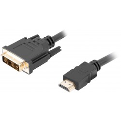 Kabel HDMI(M)->DVI-D(M)(18+1) 0.5m Czarny Single Link Pozłacane Styki Lanberg