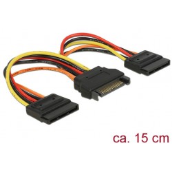 Kabel Zasilający Wewnętrzny SATA(M)->2x SATA(F) 15cm Delock