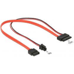 Kabel SATA Slim(F)->SATA(F) + Micro Fit(M) 4 Pin 30cm Delock